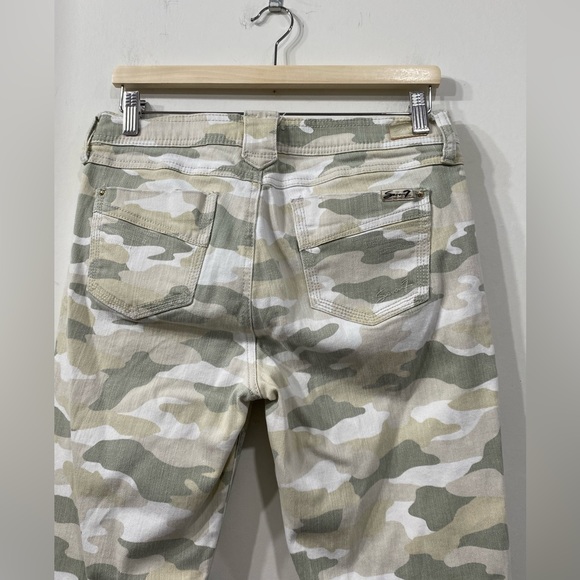 Seven 7 Camouflage High Waist Ripped Skinny Easy fit jeans Beige Green / Cream 6 - Picture 14 of 16